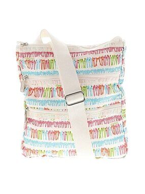 LeSportsac Crossbody In White With A Whimsical Multi-Colored Pattern